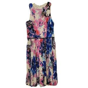 Maggy London New Floral Patern Multicolor Sleeveless Size 0 Women Dress